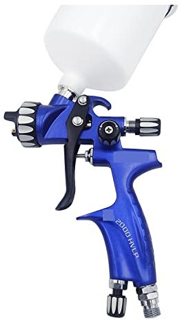 Pistola Spruzzo Vernice, HVLP Auto Paint Spray Gun 1.3mm Auto Home Industrial Spray Paint Tools Pistola a spruzzo manuale a bassa pressione Capacità tazza 600ml(Blauw)