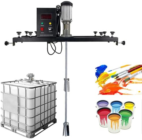 factildfulzhan 980 W elektrisches rührwerk, IBC-Farbmischer mit 900 mm Edelstahl-Rührstab und Laufrad, 720–1200 mm einstellbar, zum Rühren von Farbe, Beschichtungen, Klebstoff, Zement usw.,A