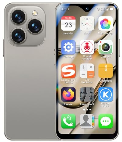 Mini 4G smartphone olåst med 4,3 tums helskärm, Android smart telefon dubbla SIM dubbelkamera 2750 mAh ansiktsigenkänning Bluetooth WiFi student ficka mobiltelefon (grå)