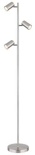 Stehlampe Standleuchte 3 Leuchten schwenkbare Stehlampe Stehleuchte Wohnzimmer Modern silber, 3 Flammig, Metall, 3x GU10, LxBxH 25x23x154 cm
