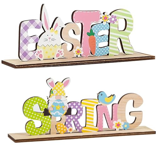 GWAWG Décorations de table de Pâques en bois, décorations de table Gonk de Pâques, décoration de table de Pâques, lapin de printemps, décorations de fête à la maison, décorations de table en forme de