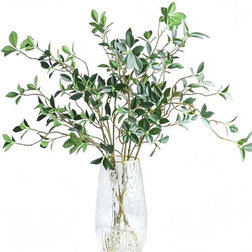 Avoik 3 Stück Künstlich Pflanzen Stämme 110cm Grüne Zweige Kunstpflanzen Blätter Faux Eukalyptus Greenery Stämme für Vasenfüller Tischdeko Hochzeit Garten Zuhause Dekor