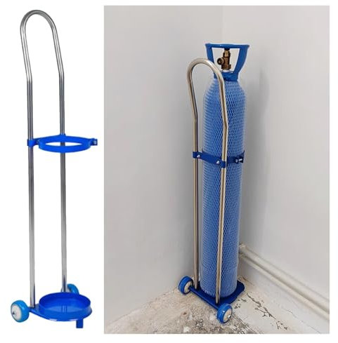 Generisch Rollbarer Gasflaschen-Organizerwagen mit Rädern, Gasflaschengestell aus Edelstahl mit Schutzkette, Hochleistungs-Flaschenregal für Zuhause und die Schule (110 cm)
