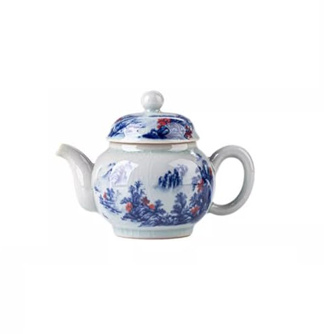 OWOHYG Teiera Antica Ruyi Blu e Bianca, in Ceramica per Uso Domestico, Smaltata con Crepe di Ghiaccio, in Ceramica, teiera Singola, Stile Cinese, Set da tè Kung Fu, teiera per infusore