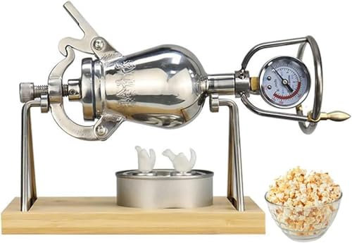 Máquina para Hacer Palomitas de maíz a Alta presión, de Acero Inoxidable, con manivela Manual, para Navidad, Halloween, Fiestas en casa (360 ml)
