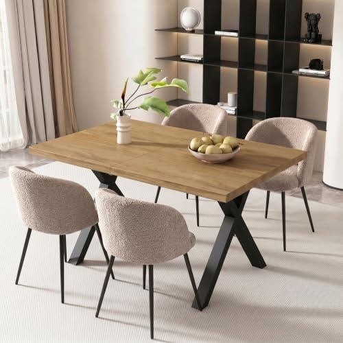 NORDICANA Esszimmerstühle 4er Set, Teddy Sessel, Schminktisch Stuhl, Küchenstühle, Wohnzimmerstuhl, Schwarze Metallbeine, Kunstpelz, Braun, für Wohnzimmer, Esstisch, Schminktisch