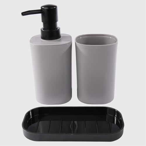 La Briantina 3-delat badrumsset – tvåldispenser, tandborsthållare och tvålskål – minimal, elegant och mångsidig design – 15 x 7,5 x 17,5 cm