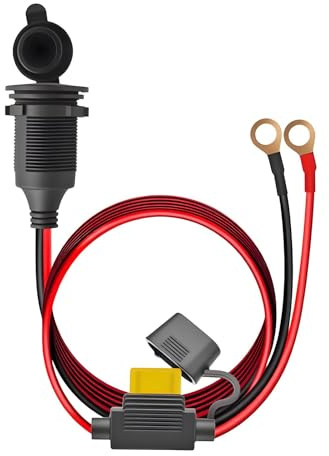 Car Cigarette Lighter Socket Fixed Waterproof 12V/24V for Car Truck Boat | with 1M 20A Fuse Extension Plug High Power Fixe Adapter with Eyelet Terminals for Car Truck Vehicle Motorbike Caravan Boat