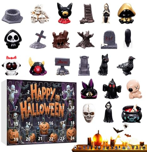 Calendario 'Avvento da collezione Halloween spaventoso – Statuette da collezione spaventose decorazioni,Figure spaventose per conto alla rovescia 24 giorni per supporto per finestra, mensola