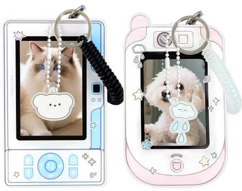 2 Stück Photocard Holder Keychain Acryl Kartenhalter Ausweis Kartenhüllen Fotokartenhalter Karten Hüllen mit Schlüsselanhänger Handgelenk Spule Ausweishülle Photo Card Holder Kartenhülle Karten Hülle