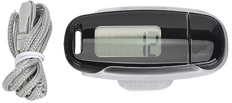 Compteur de Pas, Grand écran LCD Rechargeable par USB, podomètre précis, Portable, léger, Marche, Course à Pied, Sport, Suivi des Pas avec lanière pour Homme et Femme (Noir)