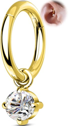 OUFER Helix Piercings Schmuck G23 Titanium Rook Piercing Ring Gold Knorpel Ohrringe Hoop Klare CZ Stern Daith Clicker Hänge Helix Ohrring Ring für Frauen 6 8 mm