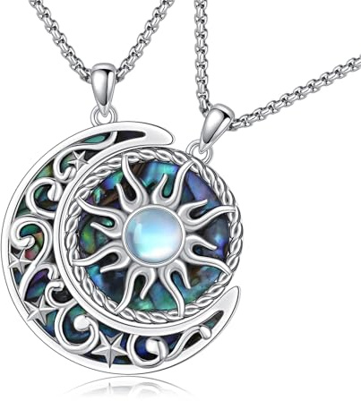 REDSUN Yin Yang, collana in argento sterling 925, con sole e luna, ciondolo celtico Tai chi, ciondolo a forma di sole, abalone, regalo per donne, partner, coppia, lei e lui