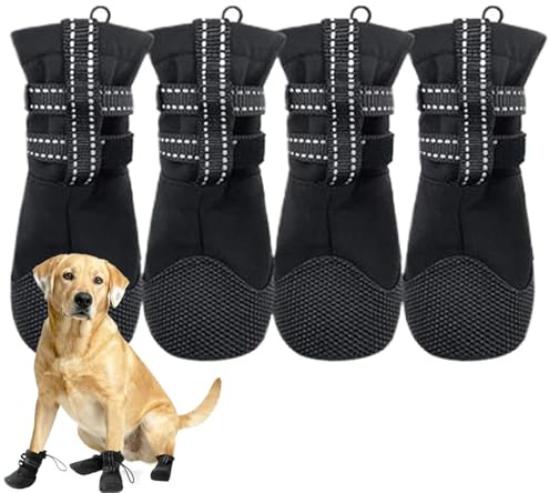 Hundeschuhe,4-Teilige wasserdichte Haustierzubehör | Warme Stiefel Für Hunde - Für Wanderungen und Spaziergänge im Sommer bei Regen im Winter und bei Schnee