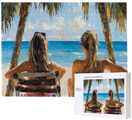 Puzzle 1000 Teile Erwachsene Strandfrau, Impossible Klassische Jigsaw Puzzles 75 x 50cm, Geschicklichkeitsspiel für die ganze Familie, Puzzle farbenfrohes Legespiel Home Dekoration Geschenk k-745
