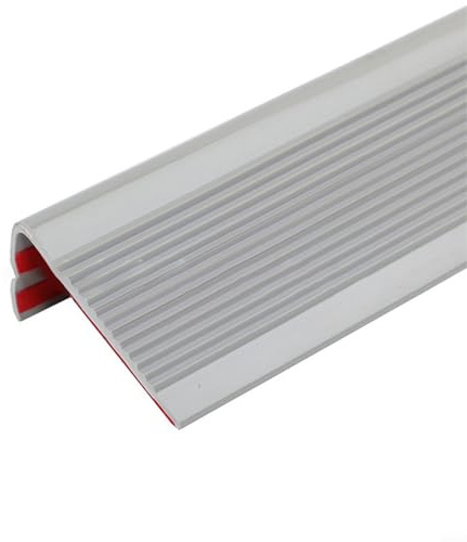 Filteilect Bordo per scale in vinile PVC per una maggiore sicurezza e per una facile installazione, antiscivolo per proteggere i bordi di legno, piastrelle, metallo e vetro (grigio)