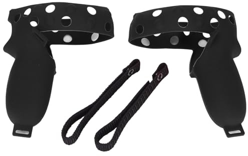 Housse de poignée de contrôleur pour 2 poignées de contrôleur VR, Housse de Protection en Silicone avec Sangle d'articulation réglable, Conception antidérapante pour Une (Noire)