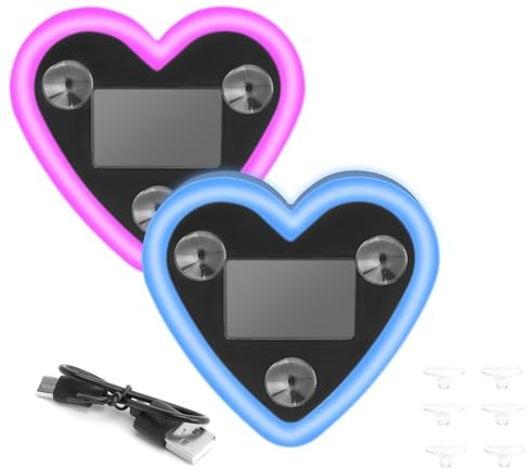 HENGBIRD Lampada Auto Solare LED a Cuore 2pz - Decorazione Romantica per Coppie - Ricarica USB - Ideale per San Valentino, Natale e Feste - Rosa e Blu