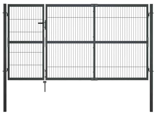 Massbinet Gartentor Doppelflügel Gartentore 3 Schlüssel im Lieferumfang enthalten Anthrazit 350 x 140 cm