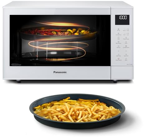 Panasonic NN-CT55RWEPG Horno Microondas Combinado 4 en 1, de 27 L con Freidora De Aire, Microondas Inverter 1000W, Grill 1300W, Convección, Airfryer, 19 Programas Automáticos, Diseño Compacto, Blanco