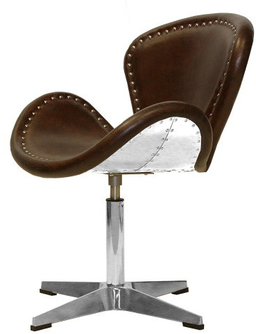 Phoenixarts Vintage Echtleder Sessel Retro Ledersessel Braun Design Drehsessel Lounge Clubsessel Möbel NEU 437