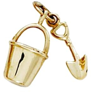 14 karat gult guld sandhink och spade hänge halsband – hänge för kvinnor, Gult guld