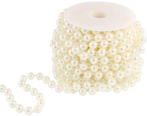 10 mm Large Ivory Pearls Faux Crystal Beads by the Roll for Wedding Party Decoration (10m Length)