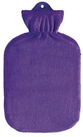 2 L Wärmflasche mit Flauschbezug, Wärmeflasche, Wärmetherapie, lila