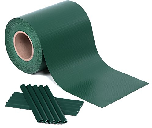 SONGMICS Strisce Privacy in PVC, Pellicola per Recinzione 40 m x 19 cm, Spessa e Opaca, con 25 Clip di Fissaggio, Verde GPJ040L