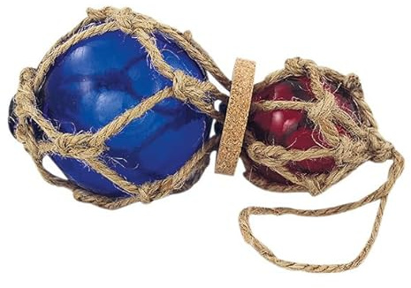 Sea-Club Fischerkugeln Maritime Deko Glas & Tauwerk/Sisal Ø=8cm blau & rot