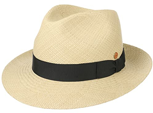 Mayser Albenga Panama Bogarthut Panamahut Strohhut Sommerhut Sonnenhut Herren - Made in The EU mit Ripsband, Ripsband Frühling-Sommer - 57 cm Natur