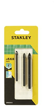 STANLEY STA53312-QZ 3 Piece Tile and Glass Drill Bit Set, Includes 5mm, 6mm, 8mm