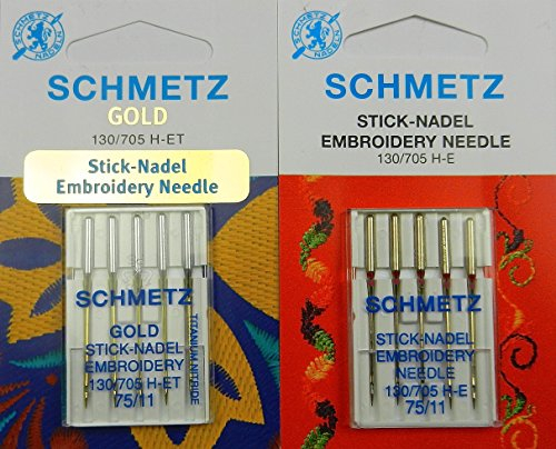 SCHMETZ Nadel Sortiment Gold Titanium Embroidery Sticknadeln St. 75/11