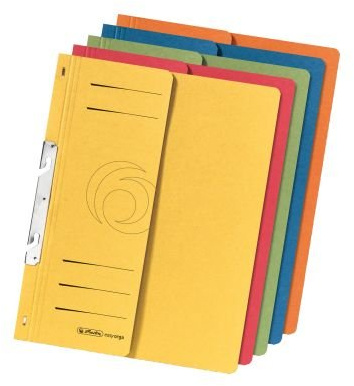 Herlitz 5976055 Einhakhefter A4 mit 1/2 Vorderdeckel und kaufmännischer Heftung, 5 Stück (Farbig Sortiert, 3er Pack)