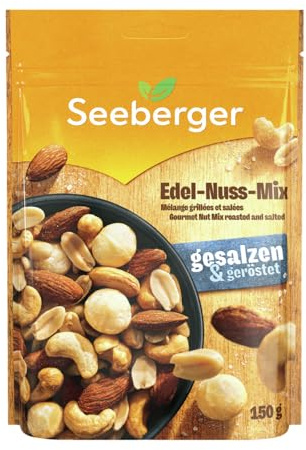 Seeberger Mélange grillé, salé de noyeaux d'arachide, d'amandes, de noix de cajou et de macadamias (Sachet de 5 x 150 g)