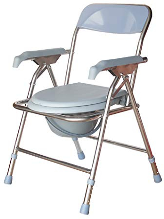 SYTH Toilettenstühle mit Kommode, höhenverstellbarer Edelstahl-Toilettenstuhl am Nachttisch, Klappbarer Toiletten-Sicherheitsrahmenstuhl für Erwachsene für das Badezimmer