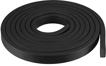sourcing map Sólido Rectángulo Goma Sello Tira 20mm Wide 10mm Grosor Negro | 3 Metros Largo