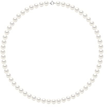 PEARLS & COLORS - Collier Véritables Perles de Culture d'Eau Douce Semi-Baroques - Coloris Blanc Naturel - Qualité AAA+ - Argent 925 Millièmes - Bijou Femme