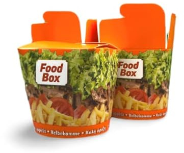 500 Stück Dönerboxen Guten Appetit (26 OZ), 750 ml Beschriftung Guten Appetit Foodbox Asiabox Nudelbox Kebab Faltbox Pappbox