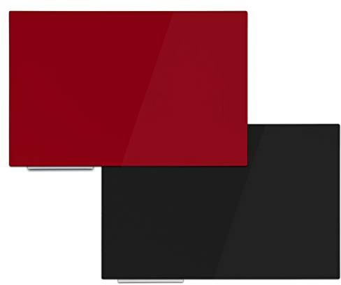 Farbige Magnettafel aus Glas - rahmenlos mit abgerundeten Ecken - unsichtbare Montage - Glastafel aus Sicherheitsglas - Rot 65x100 cm