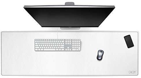 Cacoy 120x40 cm Groß Gaming-Mauspad, Erweitertes PU Leder Schreibtischunterlage, Wasserdichte Multifunktionales Unterlage Schreibtisch aus Leder für Büro und Zuhause, Weiß