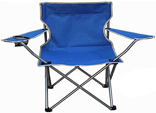 Campingstuhl Stühle Campingstühle für Erwachsene | Leichter Kompakter Strandstuhl | Gartensessel mit Becherhalterung und Aufbewahrungstasche, Unterstützung 130kg (Color : Blue-Single Layer Fabric)