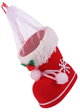 Tomaibaby 2 Unidades de Botas de Navidad Dulces Zapatos Rojos Santa Claus Regalo Media Pluma de Bocadillos Contenedor Bolsas Soporte de Vajilla Adornos de Árbol de Navidad Colgantes