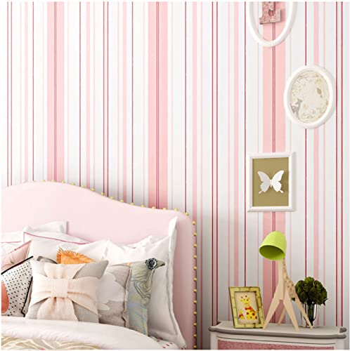 Rosa Vliestapete Moderne Minimalistische Mittelmeer- Tapete 3D Streifen Tapete für Wohnzimmer Schlafzimmer TV Hintergrundwand - 0,53 m x 9.5 m