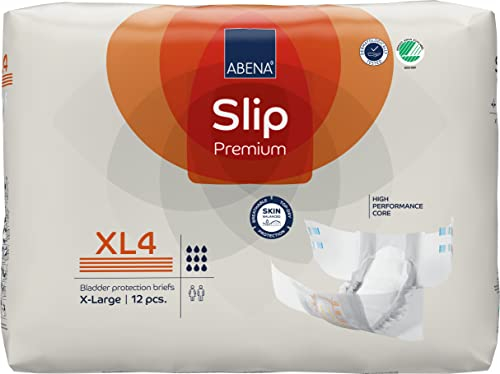 ABENA Slip Premium All-In-One Incontinence Protectors - Eco-Labelled Womens & Mens Incontinence Pads, XL 4, 110-170cm Waist, 4000ml Absorbency, 12PK