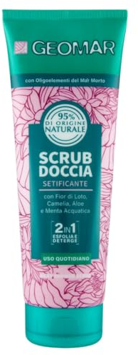 GEOMAR | Scrub Corpo Doccia, Setificante, 2 in 1 Esfolia e Deterge, Uso Quotidiano, 95% di Origine Naturale, Formula Vegan, Dermatologicamente Testata, Made in Italy, 250 ml