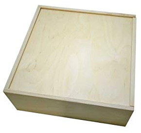 KF-Holz Schiebekiste aus Birkensperrholz (240 x 240 x 90 mm) - Geschenkbox mit Deckel - Vielseitige Holzbox für Aufbewahrung, Werkzeugkiste