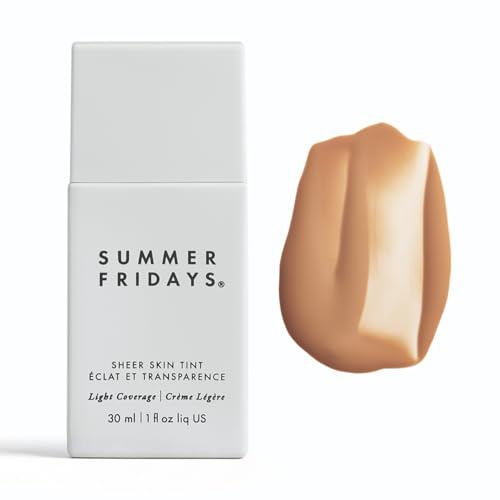 Summer Fridays Sheer Skin Tint with Hyaluronic Acid, Diminishes Uneven Tone, Sheer to Light Coverage, Shade 5, Medium with Warm Neutral Undertones (1 Fl Oz)
