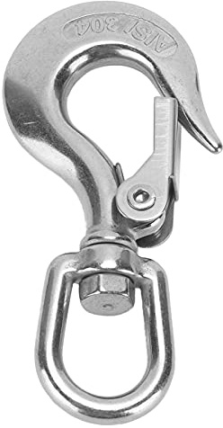 Dioche Kranhaken, Drehbarer Hebehaken mit 360°Drehung, Sicherheits Hebehaken aus Edelstahl für Baukrane, Hafen und Bahnbe und Entladung(150 kg)