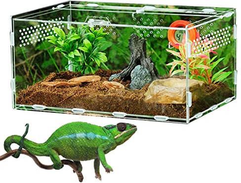 PRIMUZ Insekten-Futterbox, Reptilien-Zucht-Terrarium-Box, große Futter-Vogelspinne-Lebensraum-Box aus Acryl, Reptilien-Terrarium-Lebensraum-Box für Schlangenschildkröten-Eidechsen